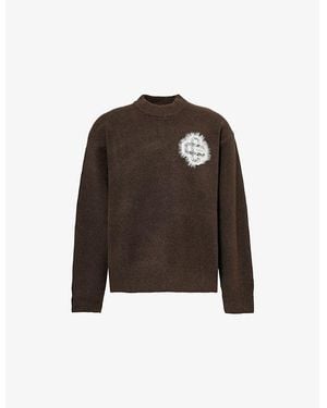 The Couture Club Emblem Regular-Fit Stretch-Knit Jumper - Brown