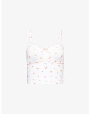 Lounge Underwear Fruit-Print Modal-Jersey Pajama Cami Top - White