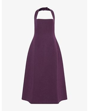 Odd Muse Halter Skater-Flare Jersey Midi Dress - Purple