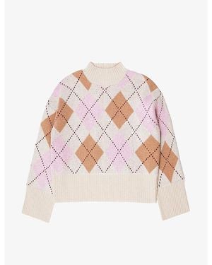 Ro&zo Argyle-Pattern Wool Sweater - Pink
