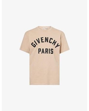 Givenchy Paris Crewneck Cotton-Jersey T-Shirt - Natural