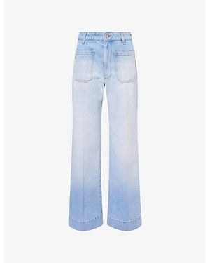 Victoria Beckham Alina High-Rise Wide-Leg Twill-Denim Jeans - Blue