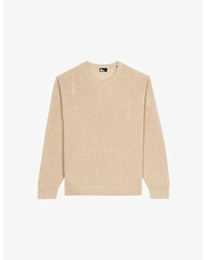 The Kooples Crewneck Regular-Fit Linen And Wool-Blend Sweater - Natural