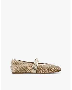 Steve Madden Rejoice-R Rhinestone-Embellished Mesh Flats - Natural
