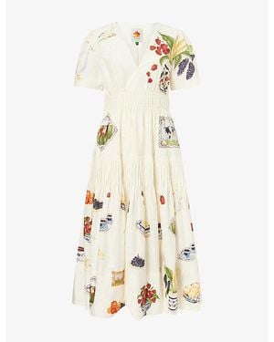 FARM Rio Country Table Printed Cotton Midi Dress - Natural