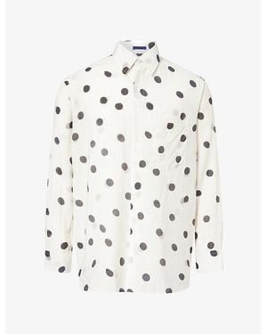 Paul Smith Polka-Dot Semi-Sheer Wool-Blend Shirt - White