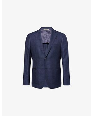Corneliani Single-Breasted Wool And Linen-Blend Blazer - Blue