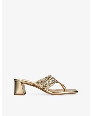 Dolce Vita Barlo Woven Heeled Sandals - Natural