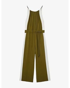 Reiss Inez Colour-Block Woven Jumpsuit - Green