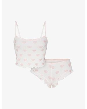 Skims Pointelle Stretch-Cotton Cami Sleep Set - White