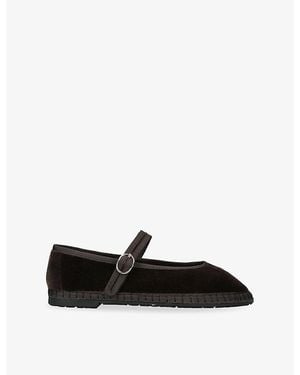 Flabelus Pierre Cotton-Velvet Ballet Flats - Black