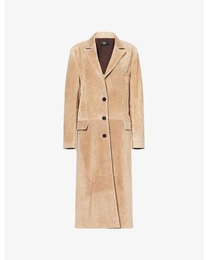 Arma Alissa Notch-Lapels Suede Coat - Natural