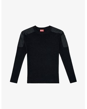 DIESEL K-Martin Contrast-Panel Cotton-Knit Jumper - Blue