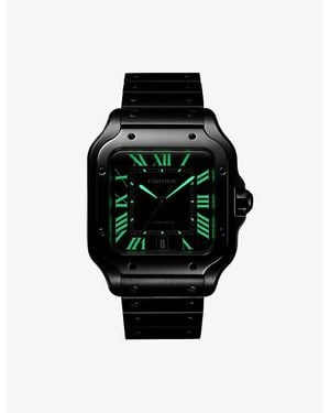Cartier Santos De Watch Large Model Steel Watch 9.8Mm - Green