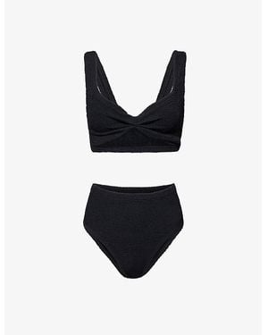 Hunza G Jamie Twist Seersucker Bikini Set - Black