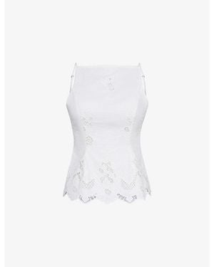 House Of Cb Nolia Bow-Back Broderie Cotton Top Xs (A-C Cup) - White