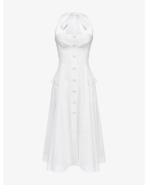 House Of Cb Claudia Halterneck Stretch-Cotton Midi Dress - White