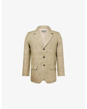 Kartik Research Bead-Embellished Single-Breasted Linen Jacket - Natural