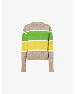 JW Anderson Striped Round-Neck Wool Sweater - Green