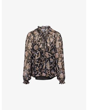 Veronica Beard Hickory Paisley-Print Silk Blouse - Black