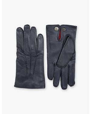 Dents Burford Three-Point Cashmere-Lined Leather Gloves - Blue