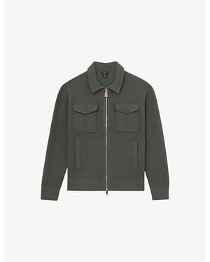 Reiss Calder Zip-Up Wool Cardigan - Green