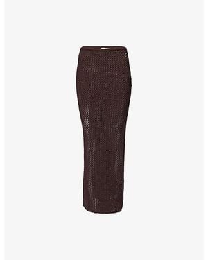 Cheap Monday Fontelina Crochet Cotton-Blend Knit Maxi Skirt - Brown
