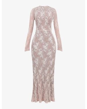 House Of Cb Isoline Long-Sleeved Lace Maxi Dress - Pink
