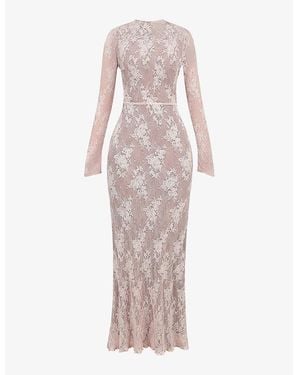 House Of Cb Isoline Long-Sleeved Lace Maxi Dress - Pink