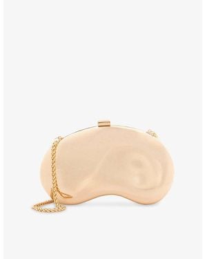 Dune Eline Metal Clutch Bag With Chain - Natural