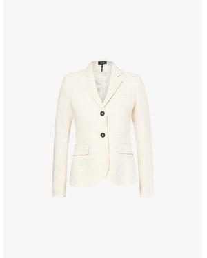 ME+EM Sharp-Shoulder Notch-Lapels Stretch-Woven Blazer - White