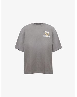 True Religion Vintage Boxy Cotton-Jersey T-Shirt - Grey
