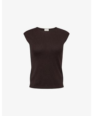 ME+EM Sleeveless Ribbed-Trim Cashmere-Blend Top - Multicolour