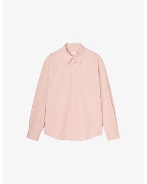 Sandro Striped Relaxed-Fit Cotton Shirt - Pink