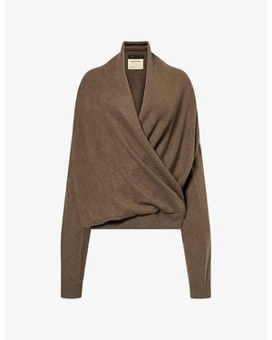 Frenckenberger Cross Draped Cashmere Sweater - Brown