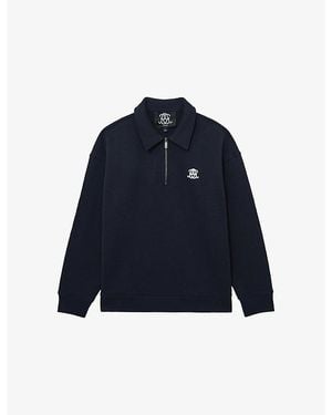 Reiss Avi Half-Zip Cotton-Jersey Sweatshirt - Blue