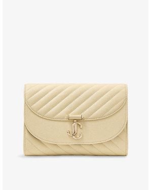 Jimmy Choo Avenue Curve Leather Clutch Bag - Natural