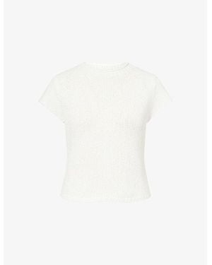 Dissh Leo Funnel-Neck Cotton-Blend Knit Top - White