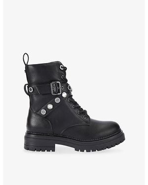 Carvela Kurt Geiger Headline Faux-Leather Combat Boots - Black