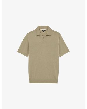 Reiss Duchie Short-Sleeved Wool Polo Shirt - Natural