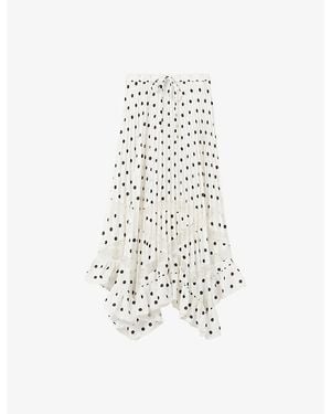 Claudie Pierlot Polka-Dot Pleated Woven Maxi Skirt - White
