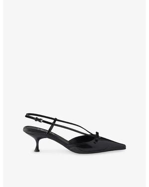 Prada Brushed Leather Slingback Court Shoes - Black