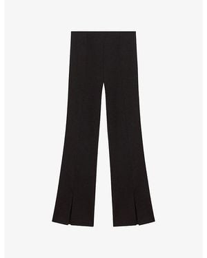 Maje Flared Split-Hem Woven Trousers - Black