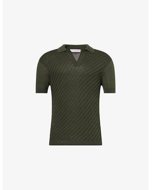 Orlebar Brown Horton 2-Tone Jacquard Silk And Cotton Polo Shirt - Green