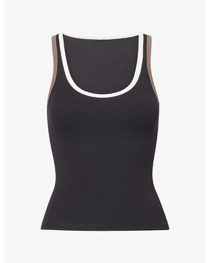 WE Are Tala 365 Contrast-Trim Rib-Jersey Vest Top - Black