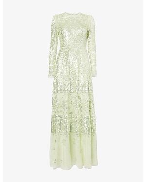 Needle & Thread Aurora Sequin-Embellished Tulle Gown - Green