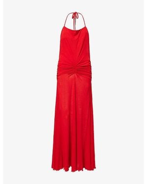 Siedres Nensi Ruched Mesh Maxi Dress - Red
