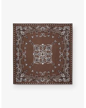 Sandro Bandana-Print Square Silk Scarf - Brown