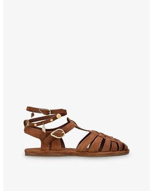Ancient Greek Sandals Karina Suede Fisherman Sandals - Brown
