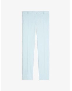 The Kooples Regular-Fit Straight-Leg Tailored Cotton Trousers - Blue